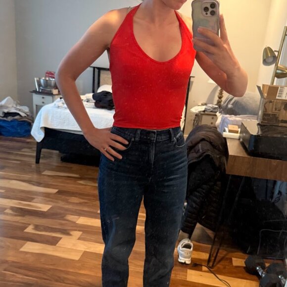 Red Top - Out From Under Andie Ribbed Halterneck Top - Picture 1 of 4